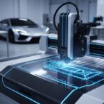 XPEL社のDAPシステムを用い、高級車のボディ形状に合わせて1ミリの狂いもなくプレカットされるプロテクションフィルム。ボディへの刃入れを回避し、安全かつ精密な施工を実現する世界基準の技術設備。