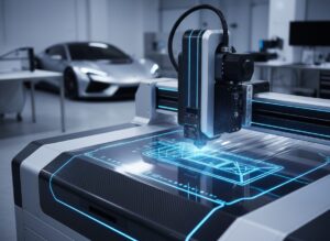 XPEL社のDAPシステムを用い、高級車のボディ形状に合わせて1ミリの狂いもなくプレカットされるプロテクションフィルム。ボディへの刃入れを回避し、安全かつ精密な施工を実現する世界基準の技術設備。